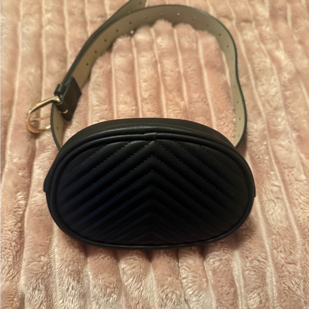 Black Quilted Belt Bag